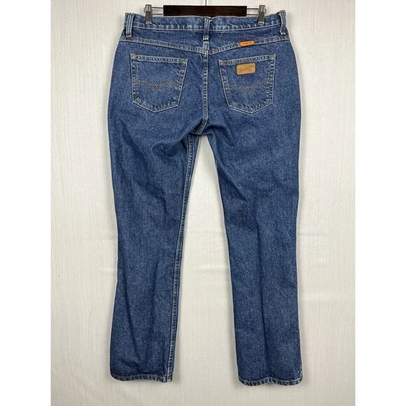 Wrangler FR Jeans Womens 11x34 Workwear Western Mid Wash Cotton Denim Cowgirl - Picture 4 of 13